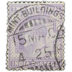 Postal Stamp of Edward VII 2 Annas Purple Colour Used Condition as per Image.
