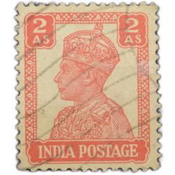 Postal Stamp of George VI Red 2 Annas - Used Condition as per Image.