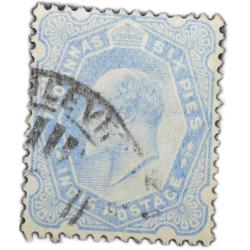 Postal Stamp of Edward VII 2 Annas 6 Pies Blue Colour Used Condition as per Image.