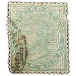 Postal Stamp of Queen Victoria Green 1/2 Anna - Used Condition as per Image.