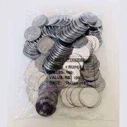 Alternative view of Latest New 1 RS 2023 Hyderabad Mint 100 Coin Seal Pouch Famous AKAM Series 75 Year of Independence