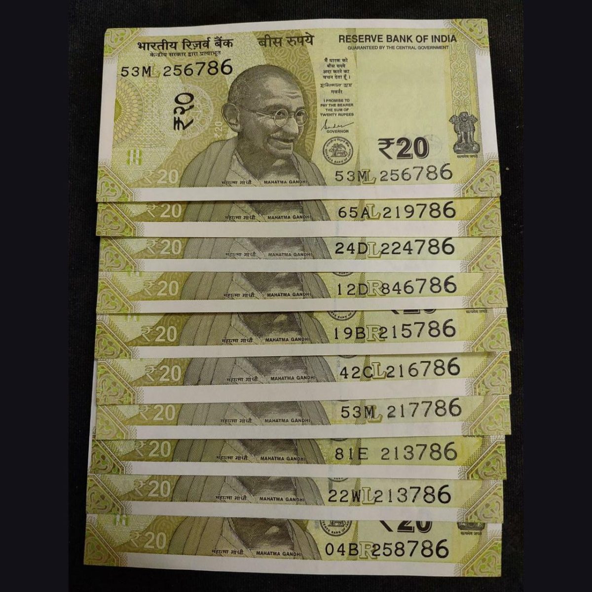 Fancy Number Ending 786 Twenty Rupees GEM UNC Note (10 Pcs Lott) Lowest Price - Image 2