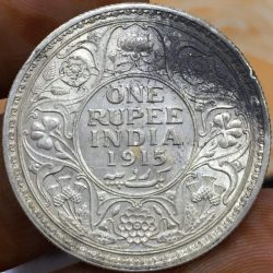Alternative view of 1915 George Fifth One Ruppes Silver Coin" British India Rare date's Diwali offer 🎊🎊 100% Original Coin (Sku -P23 )