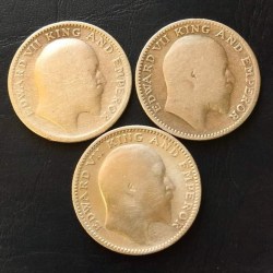Alternative view of EDWARD Half rupee SET 1/2 ₹ HALF ruppee 🎉🎉 3 DIFFERENT YEAR 🎉🎉1906/7/10. EXCELLENT CONDI