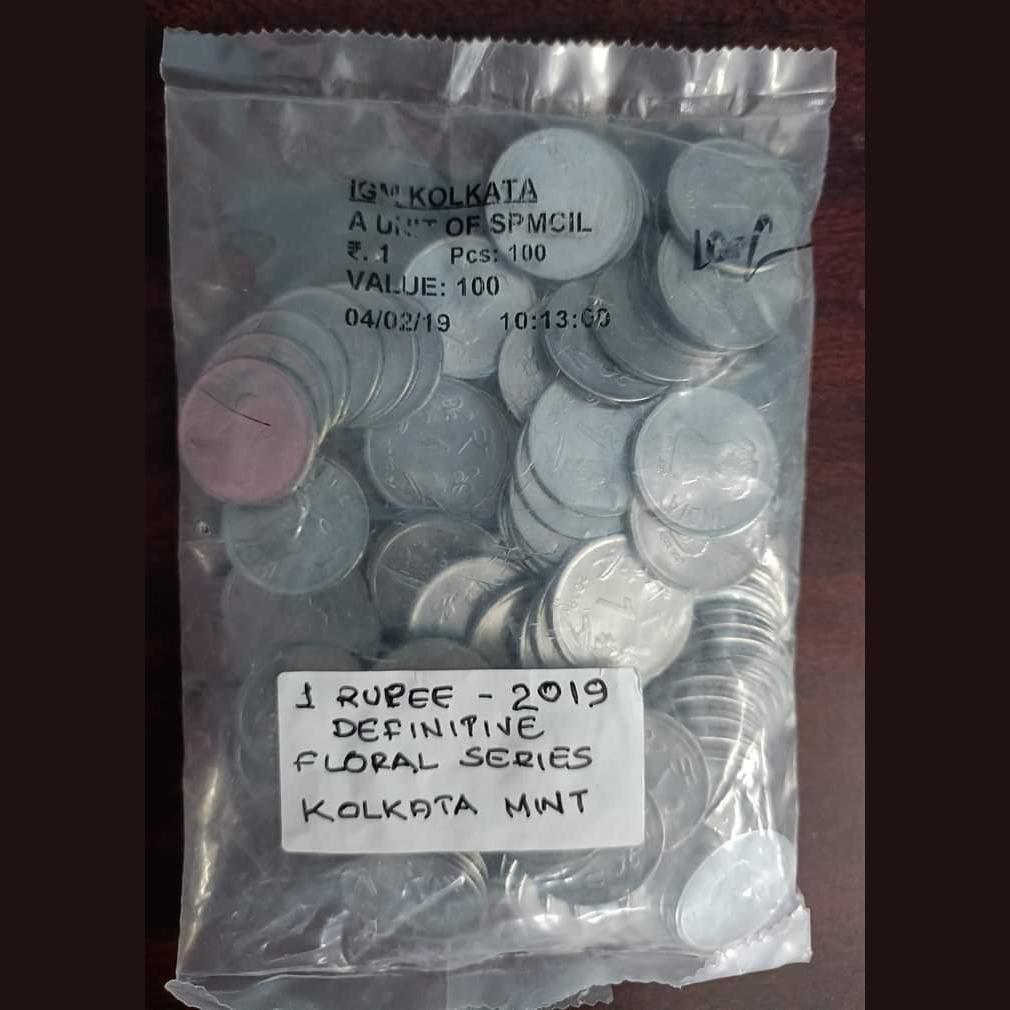 One Rs Scare Coin Pkt 2019 Kolkata Mint Gem Unc Condition RBI Sealed Packed PKT