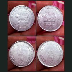 2 Rupees Fss COMMEMORATIVE Issue RBI Set 2 Coins OFF CENTER Errors **SCARE** Collectable Grades.