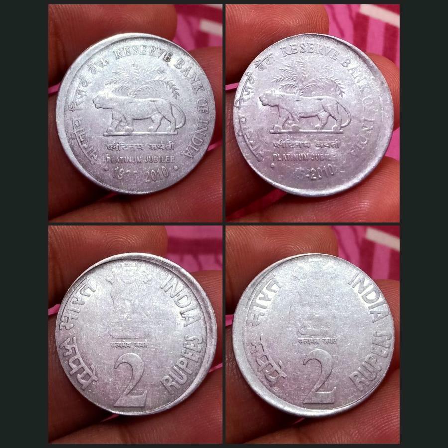 2 Rupees Fss COMMEMORATIVE Issue RBI Set 2 Coins OFF CENTER Errors