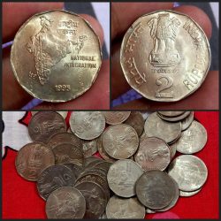 2 Rupees Cu/Ni Year 1995 Calcutta Mint Lot of 25 Coins. UNC Conditions with Original Mint Luster