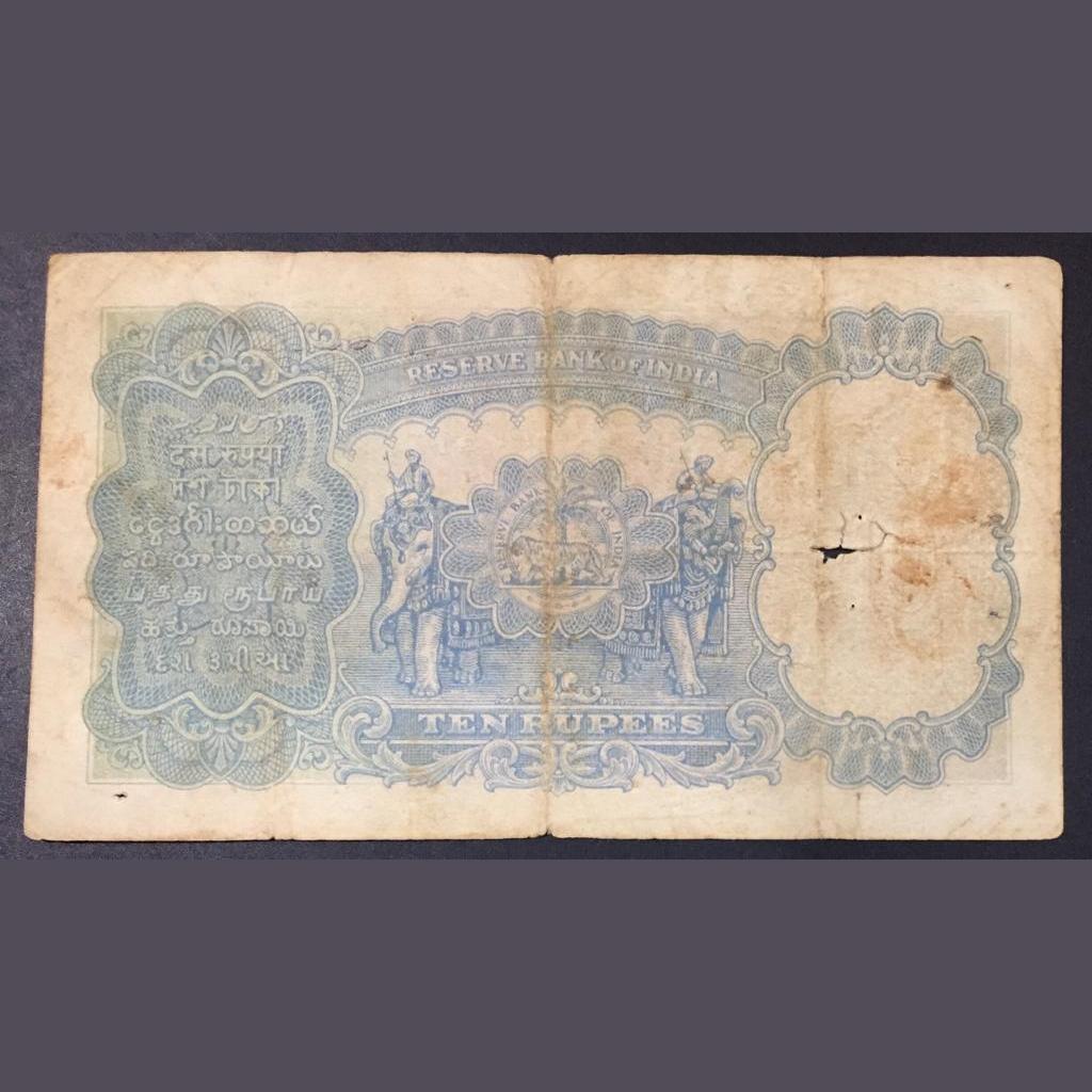 10 Rupees British India George Six note Governer J.B Taylor Rare note - Image 2
