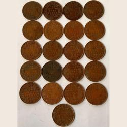 Alternative view of BRITISH INDIA 🇮🇳 Copper 1/4aana 21 DIFFERENT YEARS SET GEORGE V. & Vl YEARS DETAILS 1912/13/