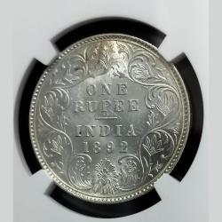 Extremely Rare 1892 Brithish India Rupees NGC MS 62