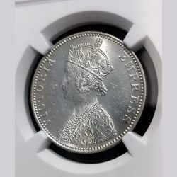 Alternative view of Extremely Rare 1892 Brithish India Rupees NGC MS 62