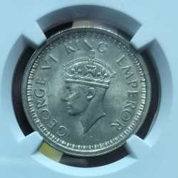 Alternative view of One Rupee GEORGE VI 1945 NGC MS 63