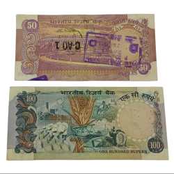 Alternative view of 50Rs PARLIAMENT & 100Rs AGRICULTURE Same Signs K.R PURI Set 2 Notes **RARE** Collectable Grades.