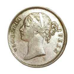 Alternative view of British India Silver Rupee Year 1840 "EIC" Queen DIVIDED LEGEND **V. SCARE** High Grade.