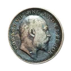 Alternative view of British India Silver 1/2 Rupee KEY DATE Year 1908 King EDWARD-VII **RARE** Collectable Grade.