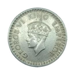 Alternative view of Extremely Rare Half Rupee 1945 Large Five Coin of George Vi King Emperor Bombay Mint #NH0233