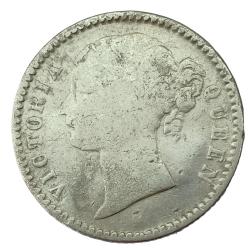Alternative view of 1/4 Rupee 1840 Victoria Queen East India Company Silver Coin #NH0539