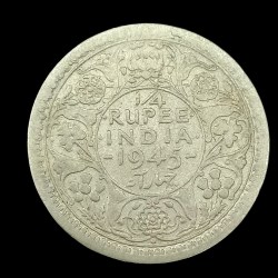 1/4 Rupee 1945 Large 5 Rare Bombay Mint of George Vi King Emperor British India Coin #NH0563