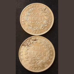 Alternative view of Victoria queen Rs 1 different 1840 continues legend & DIWIDED LEGEND