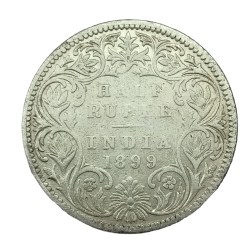 Half Rupee 1899 Bombay Mint of Victoria Empress High Collectible British India Silver Coin #NH0990