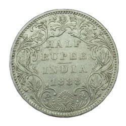 Super Top Half Rupee 1888 Coin of Victoria Empress Extremely Fine Grade Silver Coin #NH0994