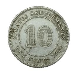 Rare 10 Cents 1926 Silver Coin of George V Straits Settlements British India Silver Coin #NH01016