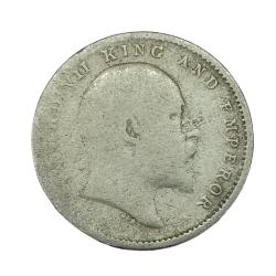 Alternative view of Rare Two Annas 1910 Coin of Edward Vii King Emperor British India Silver Coin #NH01032