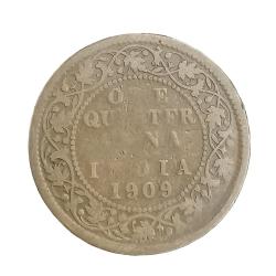 Extremely Rare One Quarter Anna 1909 Coin of Edward Vii King Emperor Copper Nickel Coin #NH1114