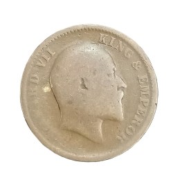 Alternative view of Extremely Rare One Quarter Anna 1909 Coin of Edward Vii King Emperor Copper Nickel Coin #NH1114