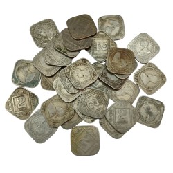 30 Coins Lot of 2 Annas Different & Same Date George V British India Copper Nickel Coin #NH1180