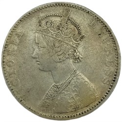 Alternative view of Rare One Rupee 1892 Bikanir State of Maharaja Ganga Singh Bhadur Silver Coin #NH1208
