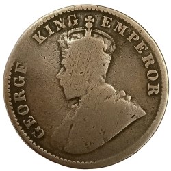 Alternative view of Rare One Quarter Anna 1916 Coin of George V King Emperor British India Coin #NH1326