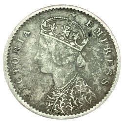 Alternative view of Rare Two Annas 1901 Coin of Victoria Empress british India Collectable Grade Silver Coin #NH1438