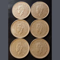 Alternative view of KING👑👑👑GEORGE Vl 6 DIFFERENT YEARS- 1₹ COMPLETE SET DATES DETAILS:- 1940/41/42/43/44 /4