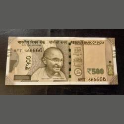 RARE RARE INDIA ₹500 NOTE 💎💎GEM UNC DENOMINATION:500₹ SOLID FANCY NUMBER 666666 Gem 💎 unc EXCE