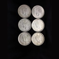 Alternative view of **RARE** SET OF 6 COIN ONE RUPEE GEORGE VI WITH DIFFERENT DATES