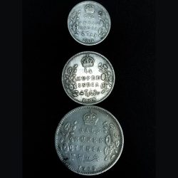 HALF,1/4 RUPEE AND TWO ANNA 1905 EDWARD VII KING *RARE SET*