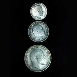 Alternative view of HALF,1/4 RUPEE AND TWO ANNA 1905 EDWARD VII KING *RARE SET*