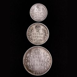 HALF,1/4 RUPEE AND TWO ANNA 1907 EDWARD VII KING *RARE SET*