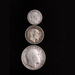 Alternative view of HALF,1/4 RUPEE AND TWO ANNA 1907 EDWARD VII KING *RARE SET*