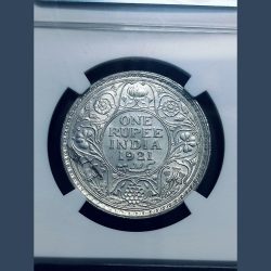 Alternative view of GEORGE V KING 1921 One Rupee NGC GRADED UNC DETAILS