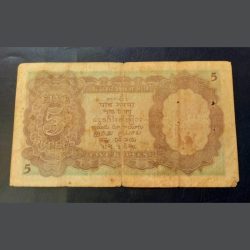 Alternative view of British India 5 Rupees Note JB tailor signature king George 6th British India period very hard to find