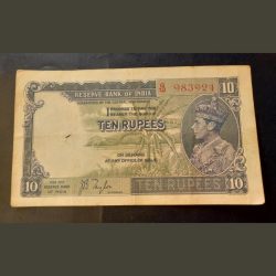 J B Taylor signature rs 10 very rare not British India period George 6th period Reserve Bank of Ind