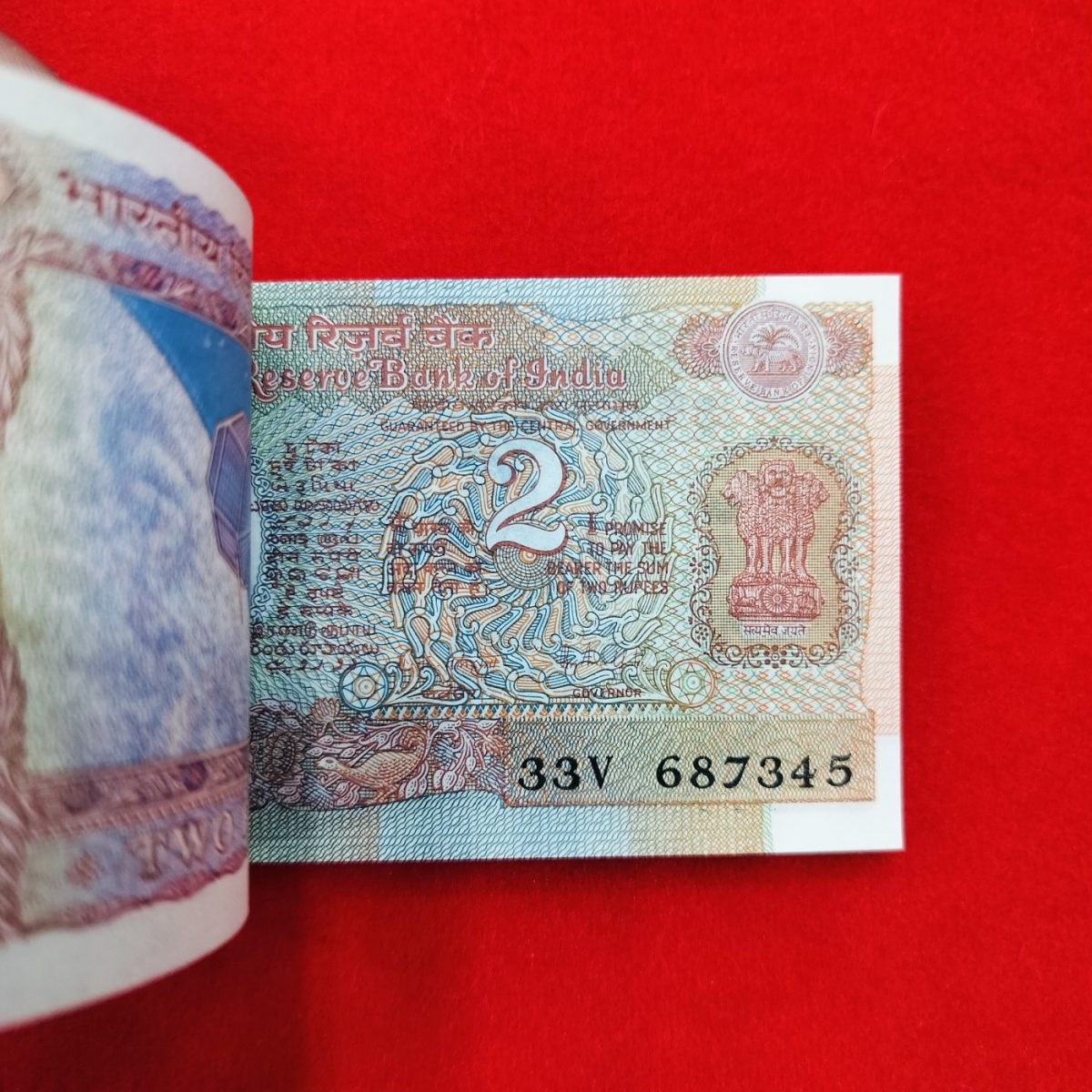 Very Rare 2 Rupee Reverse 786 Bundle RN Malhotra Serial 33V 687301 - Image 3