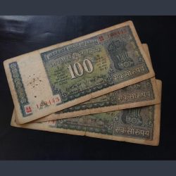 Rs 100 very rare note DAM. ISSUE strips variety signature IG Patel (3 piece ) CONDITION. As imag