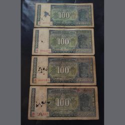 Rs 100 very rare note DAM. ISSUE strips variety signature SET 4. DIFFERENT SIGNATURE Ig patel S.