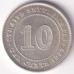 10 strait settlements 1927 king george v silver coin
