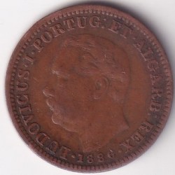 Alternative view of Portuguese India 1/4 Tanga 1886 Luiz I Copper Coin