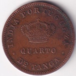 Portuguese India 1/4 Tanga 1886 Luiz I Copper Coin